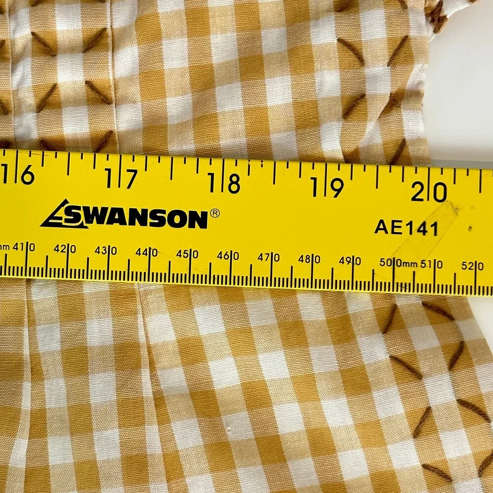 Vintage Tan & White Gingham Handmade Half-Apron 1950s